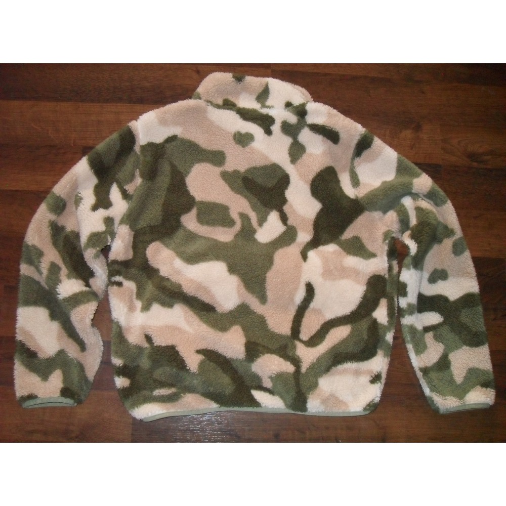 Mens Camo Fleece Pullover Jacket Quarter Snap Button Up‎ Sherpa Medium